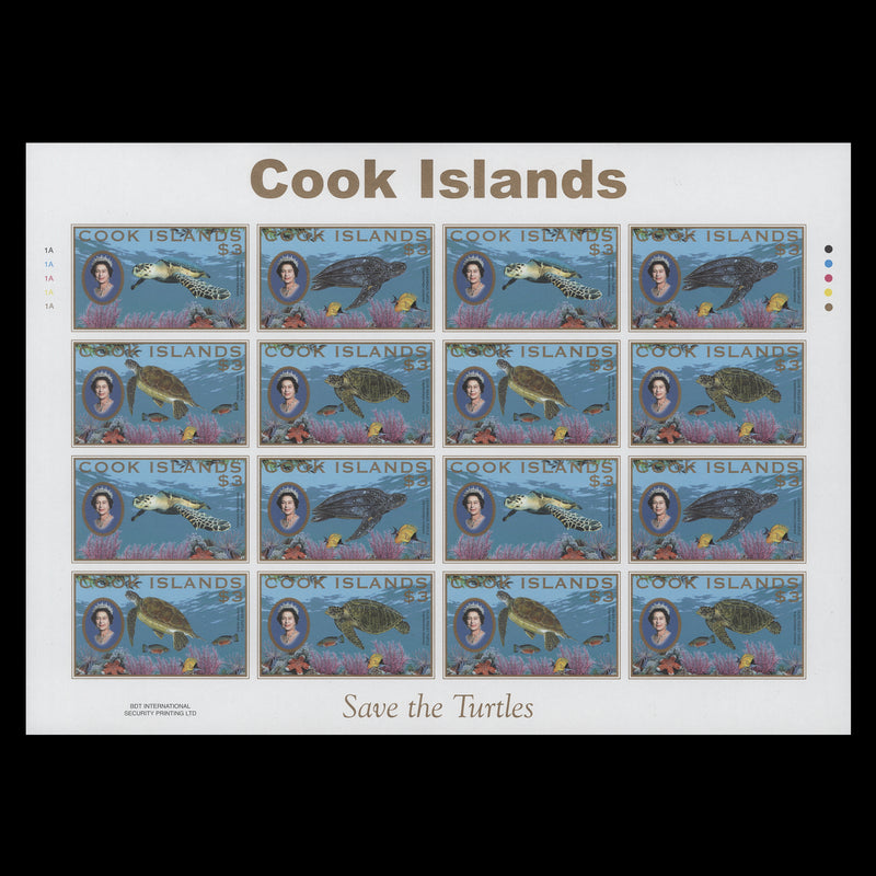 Cook Islands 2007 $3 Turtles imperf proof sheet