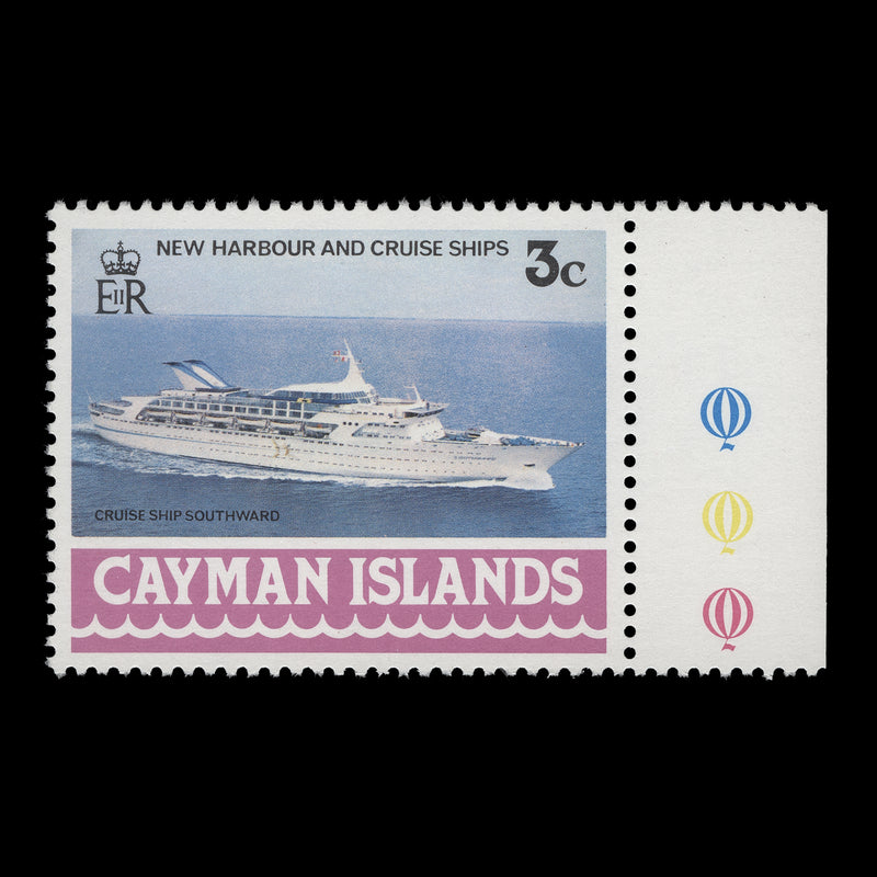 Cayman Islands 1978 (Variety) 3c Southward Liner with watermark to right