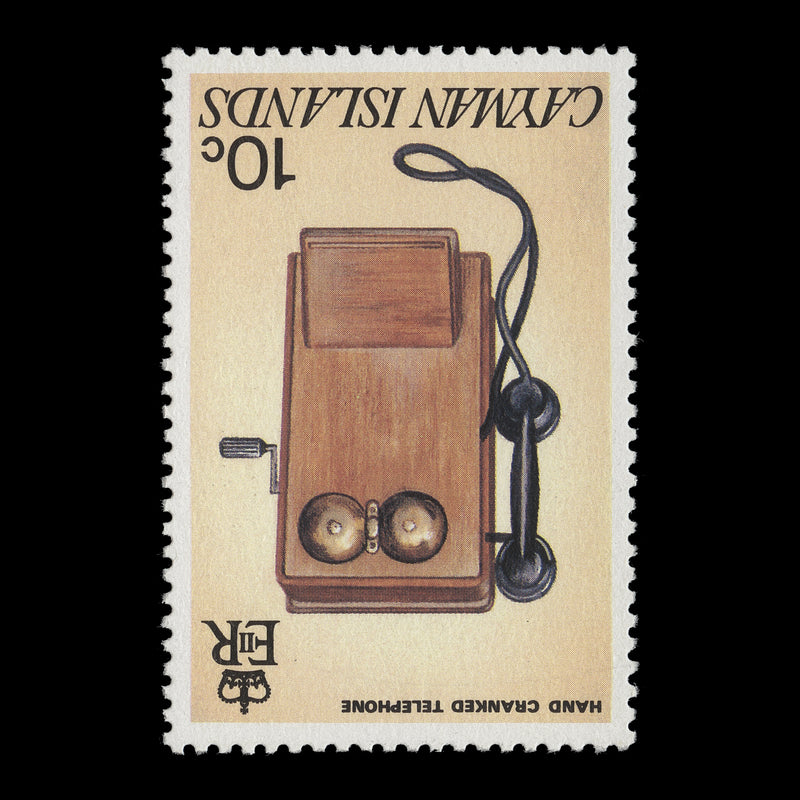 Cayman Islands 1985 (Variety) 10c Hand-Cranked Telephone with inverted watermark