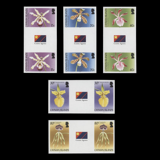 Cayman Islands 2005 Orchids imperf proof gutter pairs