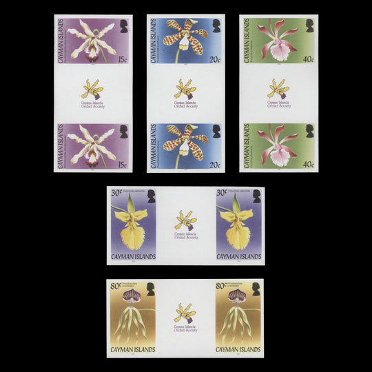 Cayman Islands 2005 Orchids imperf proof gutter pairs