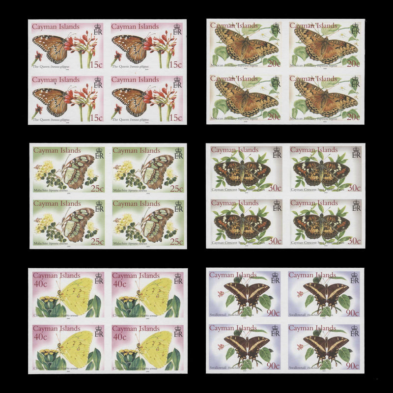 Cayman Islands 2005 Butterflies imperf proof blocks