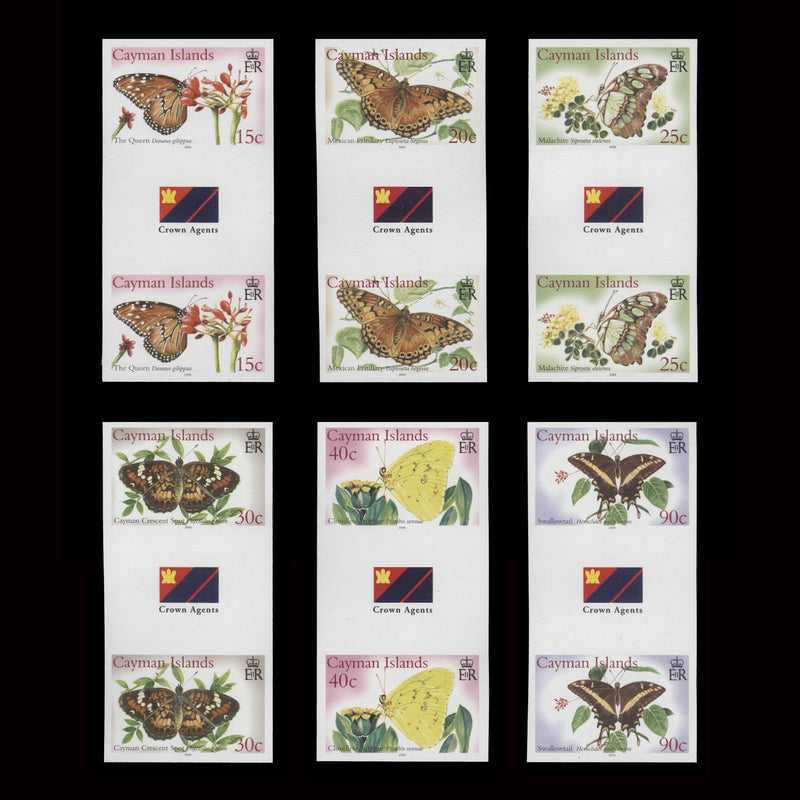 Cayman Islands 2005 Butterflies imperf proof gutter pairs