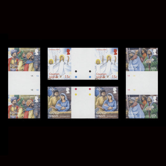 Cayman Islands 2005 Christmas imperf proof gutter pairs