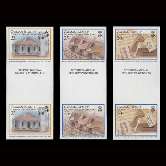 Cayman Islands 2009 Constitution Anniversary imperf proof gutter pairs