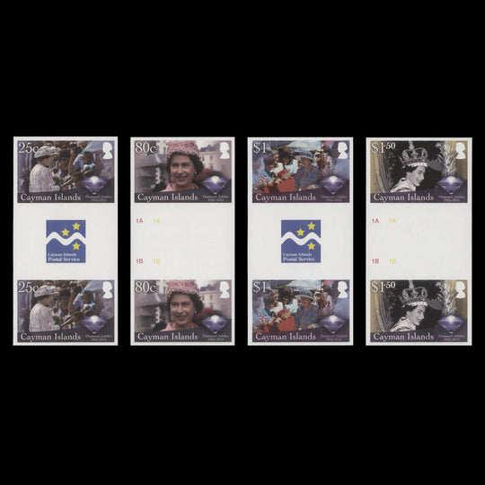 Cayman Islands 2012 Diamond Jubilee imperf proof gutter pairs