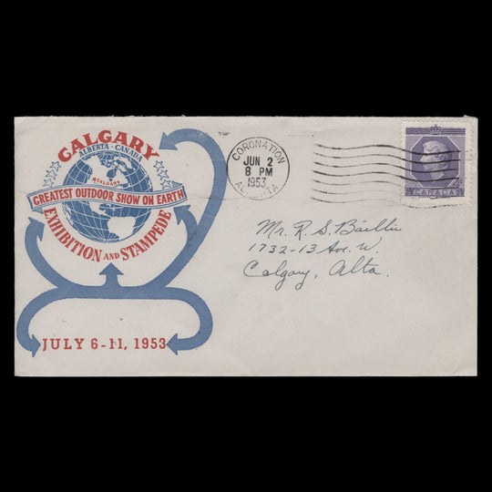 Canada 1953 Coronation day cover, CORONATION