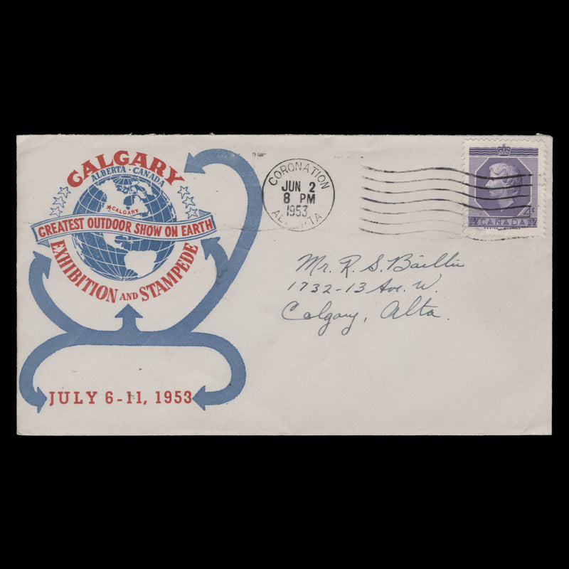Canada 1953 Coronation day cover, CORONATION
