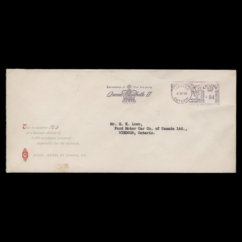 Canada 1953 Coronation day cover, TORONTO