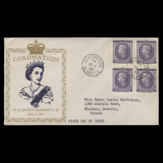 Canada 1953 Coronation first day cover, CORONATION