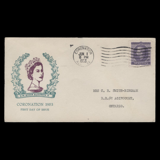 Canada 1953 Coronation first day cover, CORONATION