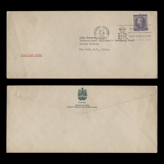 Canada 1953 Coronation first day cover, OTTAWA