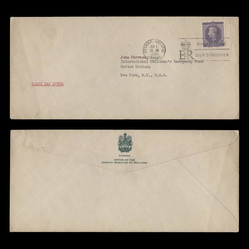 Canada 1953 Coronation first day cover, OTTAWA