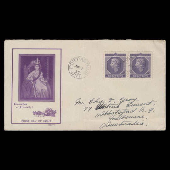 Canada 1953 Coronation first day cover, PORT ARTHUR