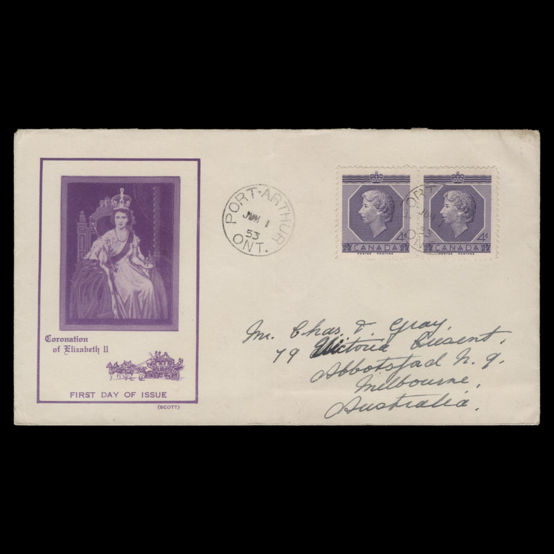 Canada 1953 Coronation first day cover, PORT ARTHUR