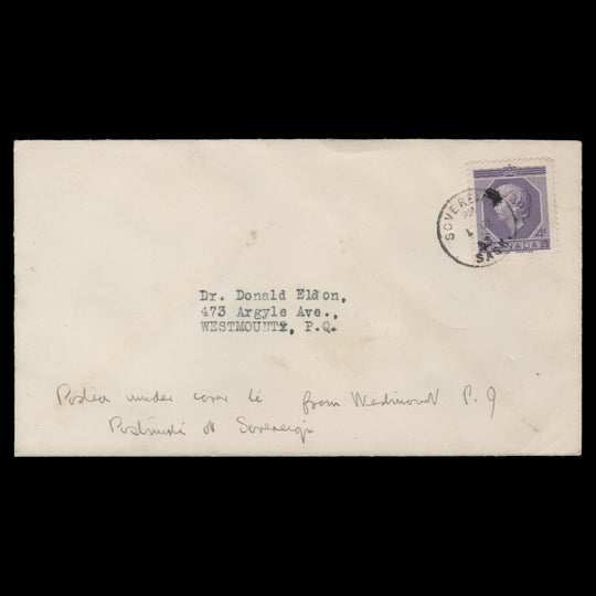 Canada 1953 Coronation first day cover, SOVEREIGN