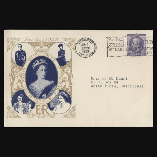 Canada 1953 Coronation first day cover, TORONTO