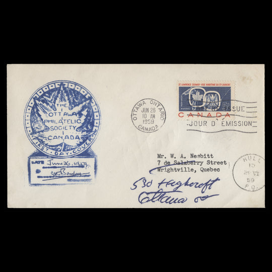 Canada 1959 St Lawrence Seaway first day cover, OTTAWA