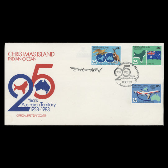 Christmas Island 1983 Australian Territory Anniversary first day cover signed by designer