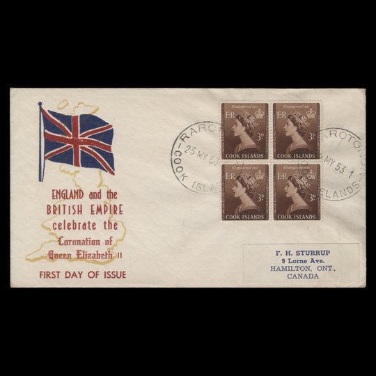 Cook Islands 1953 Coronation first day cover, RAROTONGA
