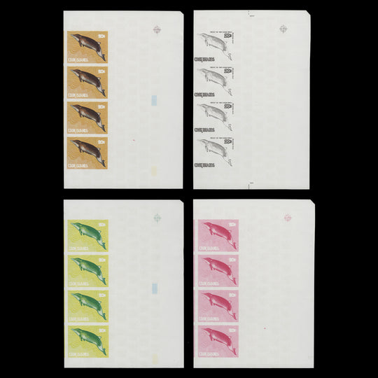 Cook Islands 1984 True's Beaked Whale progressive proof strips