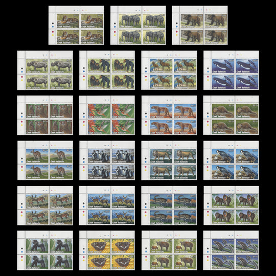 Cook Islands 1992-93 (MNH) Endangered Wildlife traffic light/plate blocks