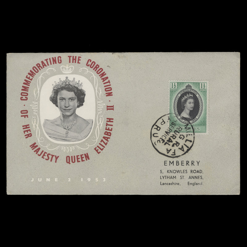 Cyprus 1953 Coronation rural service cover, MILLIA FA