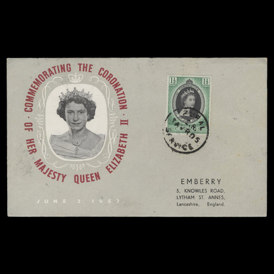 Cyprus 1953 Coronation rural service cover, TAVROS