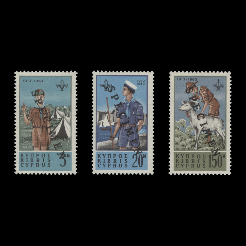 Cyprus 1963 (MNH) Scouting Anniversary set with SPECIMEN overprint