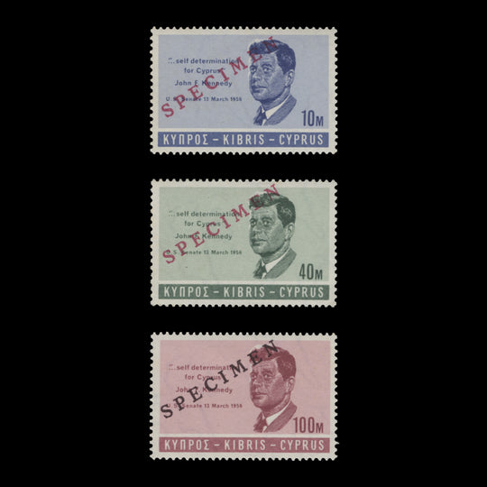 Cyprus 1965 (MLH) Kennedy Commemoration set with SPECIMEN overprint
