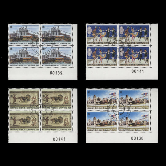 Cyprus 1983 Commonwealth Day sheet number blocks cancelled-to-order