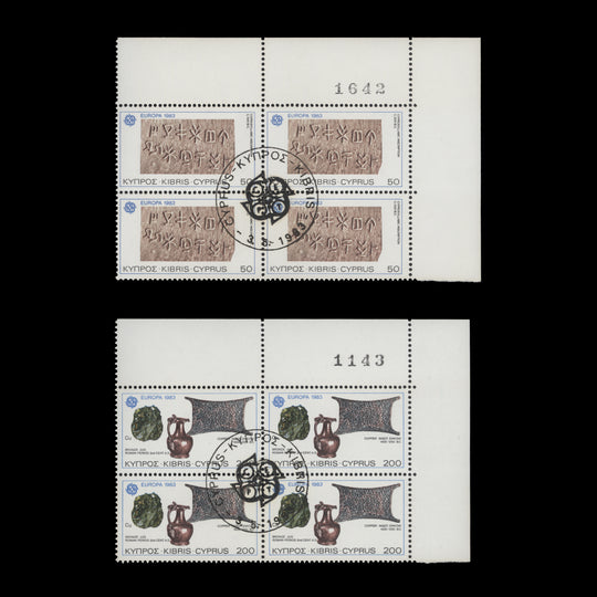 Cyprus 1983 Great Achievements sheet number blocks cancelled-to-order