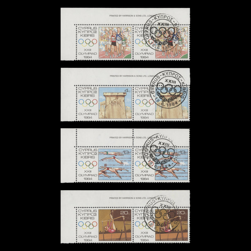Cyprus 1984 Olympic Games, Los Angeles imprint pairs cancelled-to-order