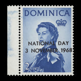 Dominica 1968 (Variety) 2c National Day with overprint offset