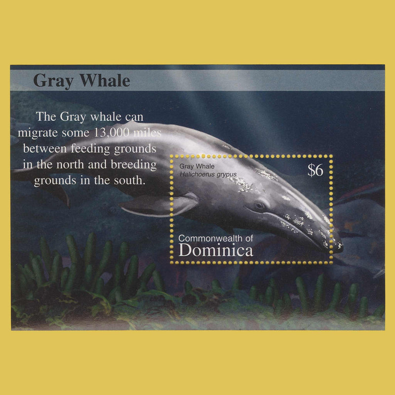 Dominica 2002 (MNH) $6 Gray Whale miniature sheet