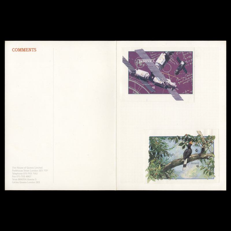 Dominica 1992 Anniversaries & Events imperf proof miniature sheets in presentation folder
