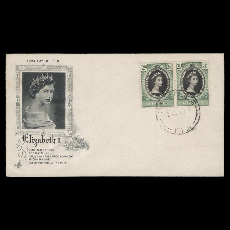 Fiji 1953 (FDC) 2½d Coronation pair, SAMABULA