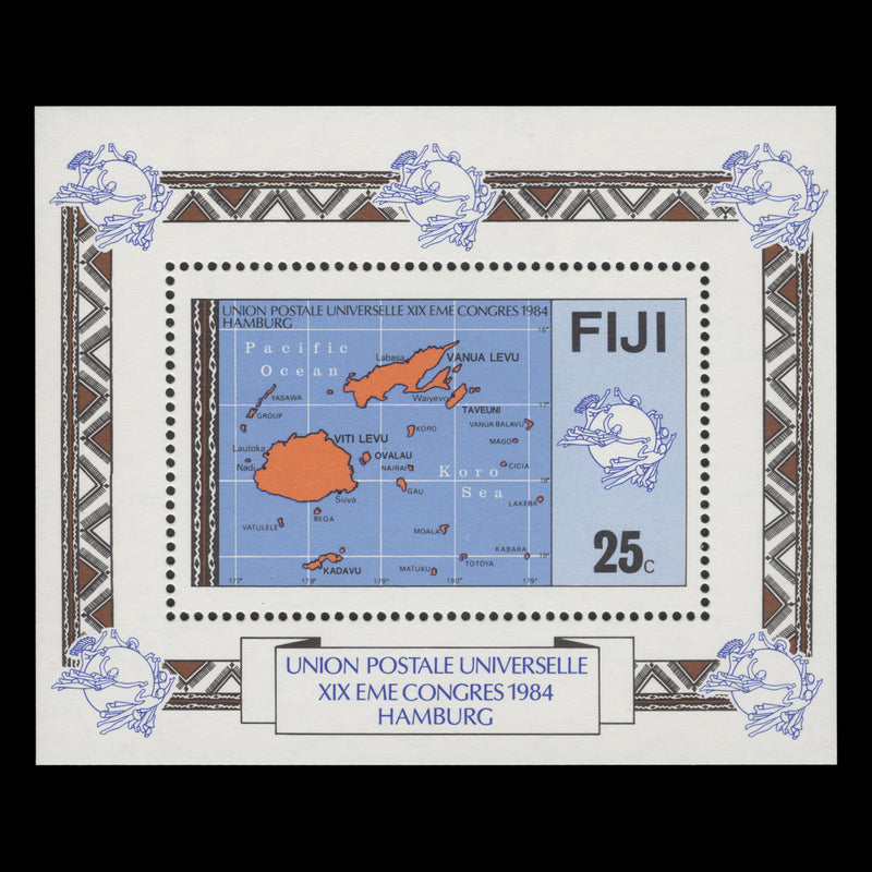 Fiji 1984 (MNH) UPU Congress, Hamburg miniature sheet