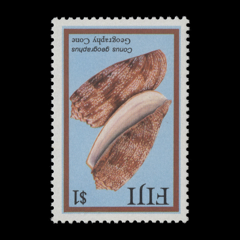 Fiji 1987 (Variety) $1 Geography Cone with inverted watermark