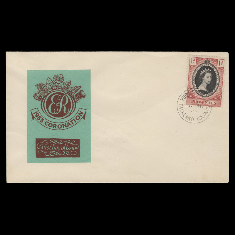 Falkland Islands 1953 (FDC) 1d Coronation, PORT STANLEY