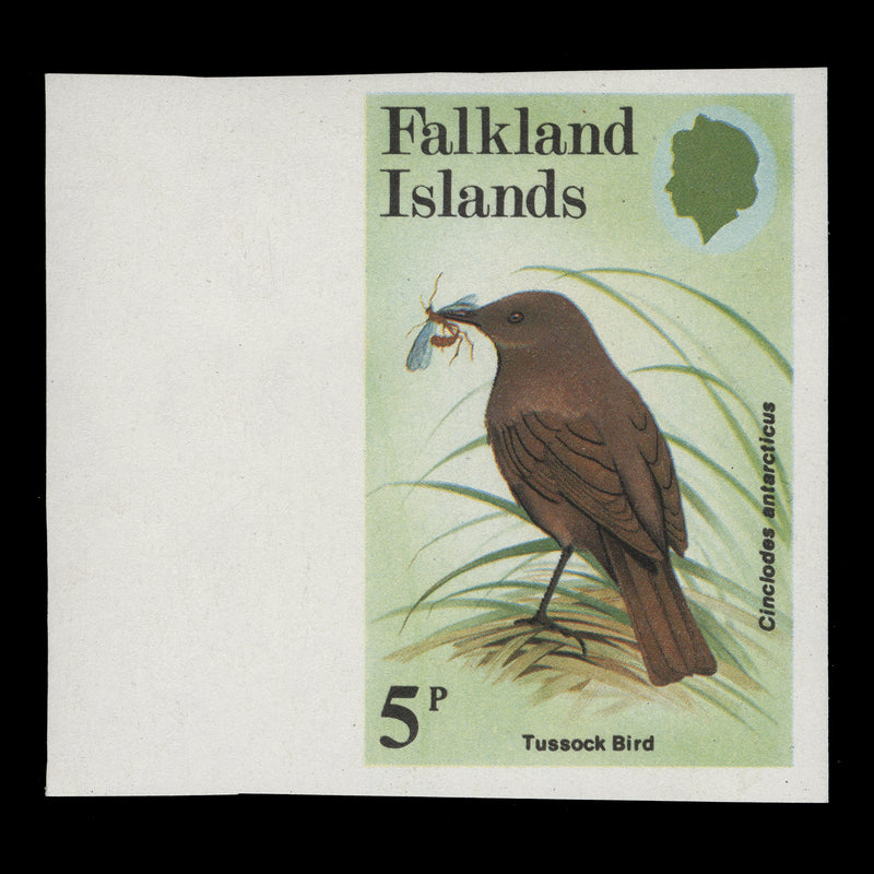 Falkland Islands 1982 (Variety) 5p Tussock Bird imperf proof single