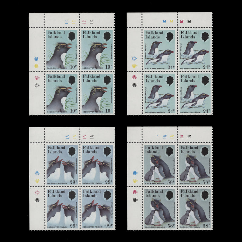 Falkland Islands 1986 (MNH) Rockhopper Penguin plate blocks