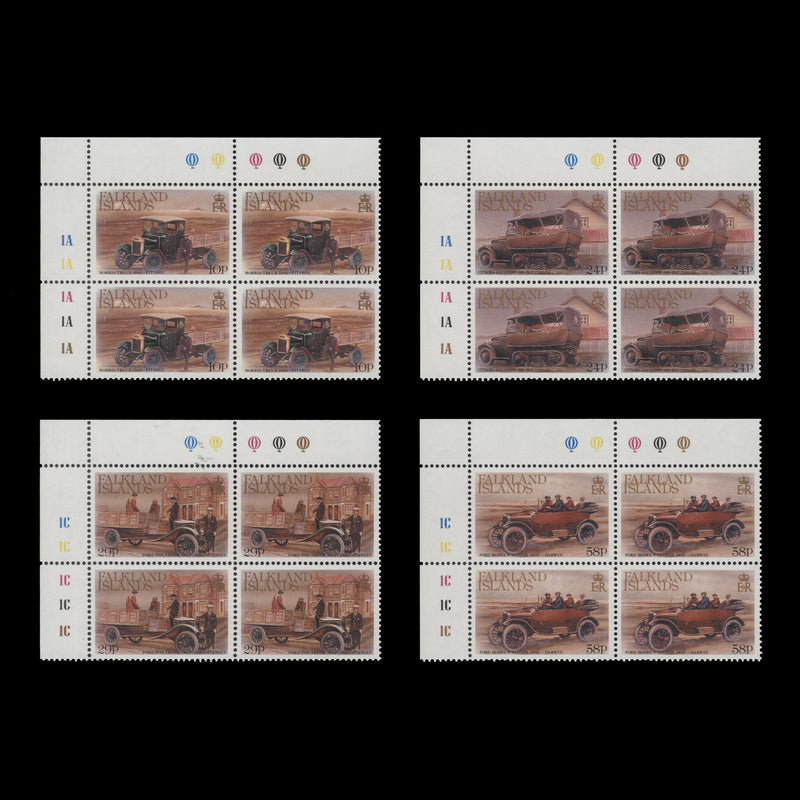 Falkland Islands 1988 (MNH) Early Vehicles plate blocks