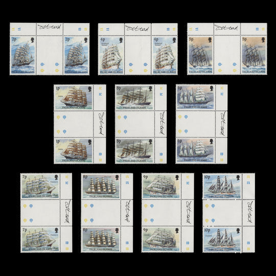 Falkland Islands 1989 (MNH) Cape Horners gutter pairs signed by designer