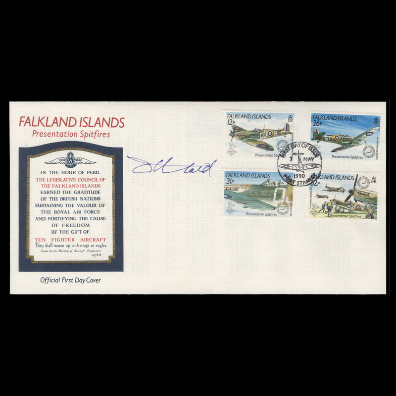 Falkland Islands 1990 Stamp World, London first day cover signed by designer