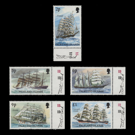 Falkland Islands 1991 (MNH) Cape Horners singles signed by designer