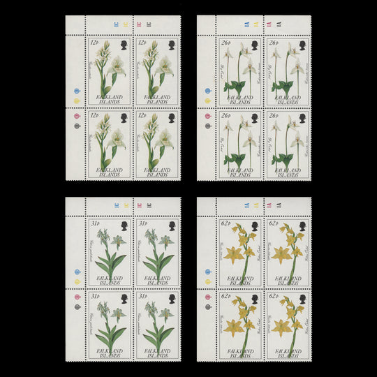 Falkland Islands 1991 (MNH) Orchids plate blocks