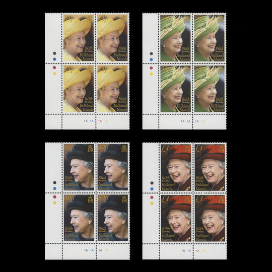 Falkland Islands 2006 (MNH) Queen Elizabeth II's Birthday plate 1A blocks