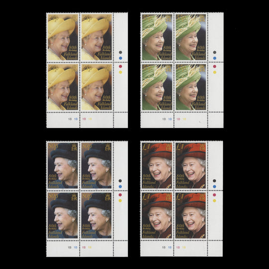 Falkland Islands 2006 (MNH) Queen Elizabeth II's Birthday plate 1B blocks