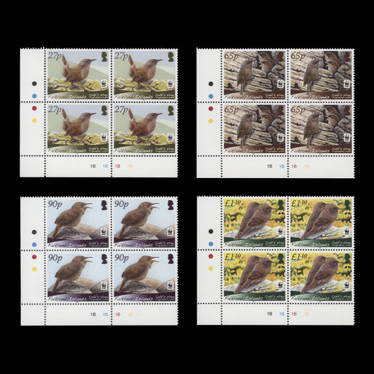 Falkland Islands 2009 (MNH) Cobb's Wren plate 1B blocks